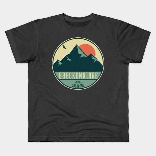 Breckenridge Colorado Retro Mountain Badge Kids T-Shirt by dk08